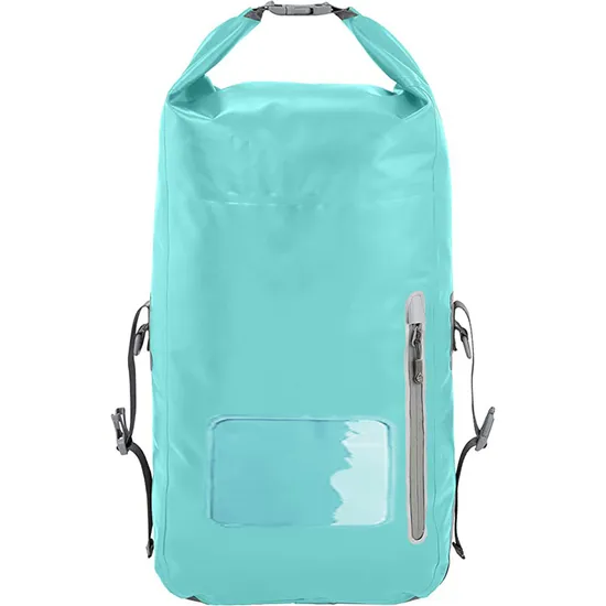 Dry Bag 35L Foldable Waterproof Custom Logo PVC Dry Bag Backpack with Exterior Zipper Pocket