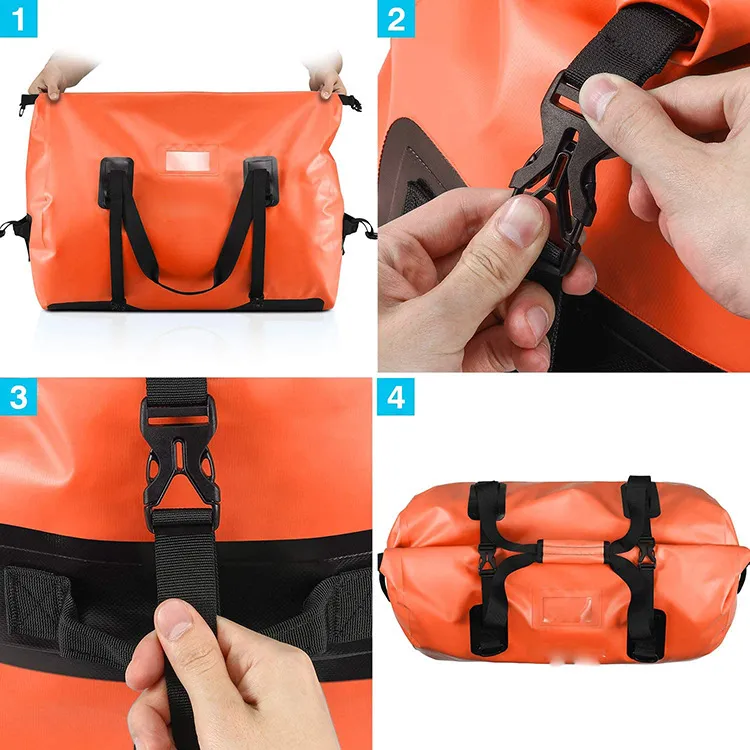 Durable Custom Logo PVC Tarpaulin Waterproof Duffle Sport Bags Camping Water Sports Duffel Travel Bag