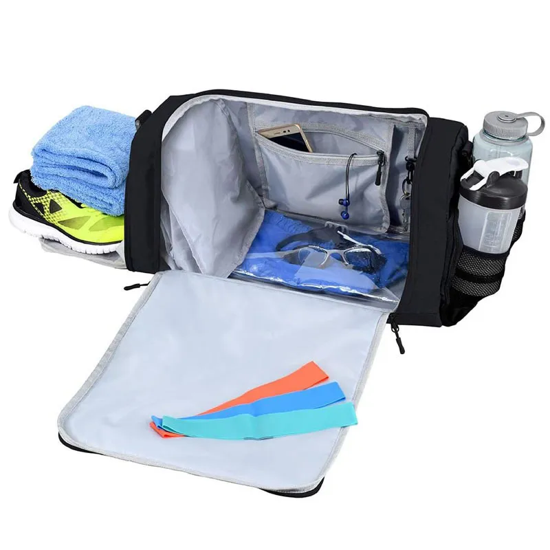 Leyi Custom Logo Waterproof Outdoor Sports Luggage Duffel Backpack with Shoe Compartment Collapsible Travel Bag