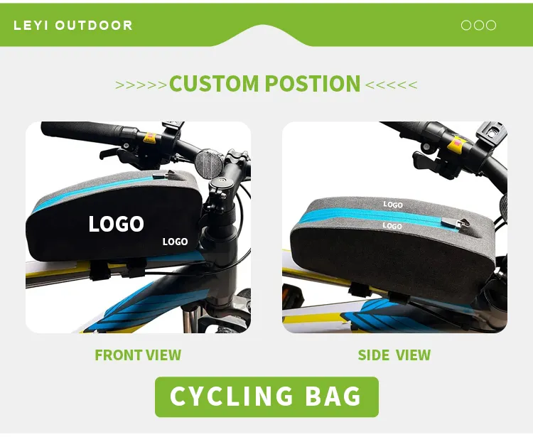 Leyi Newest 3 in 1 Bicycle Front Hanging Bag Water Resistant Bike Bar Bag Bike Frame Bag Trianglecustam Logo
