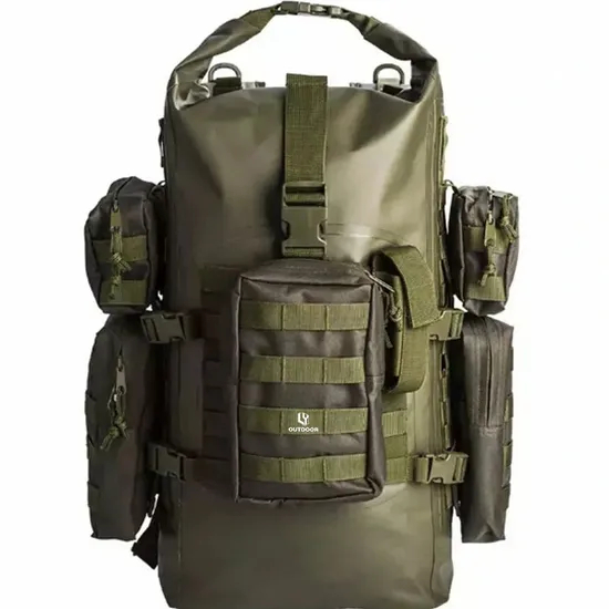 Leyi Custom Log Nylon Green Backpack Dry Bag Waterproof Outdoor Backpack for Men Waterproof Canvas Backpack Men Travel Rucksack