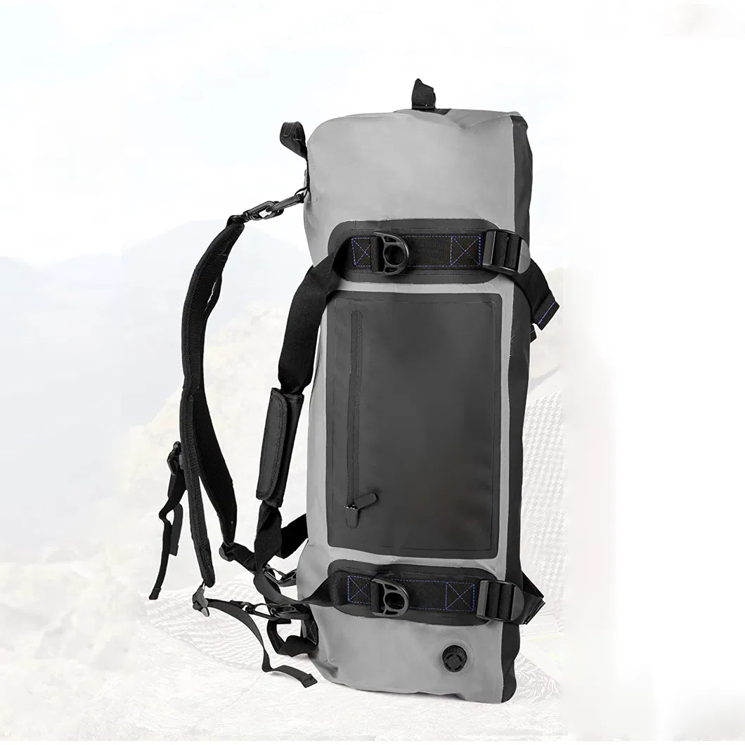 Customized Airtight Zipper Outdoor 500d PVC Travelling Duffle Bag 100% Waterproof Duffel Dry Bag with Backpack Strap