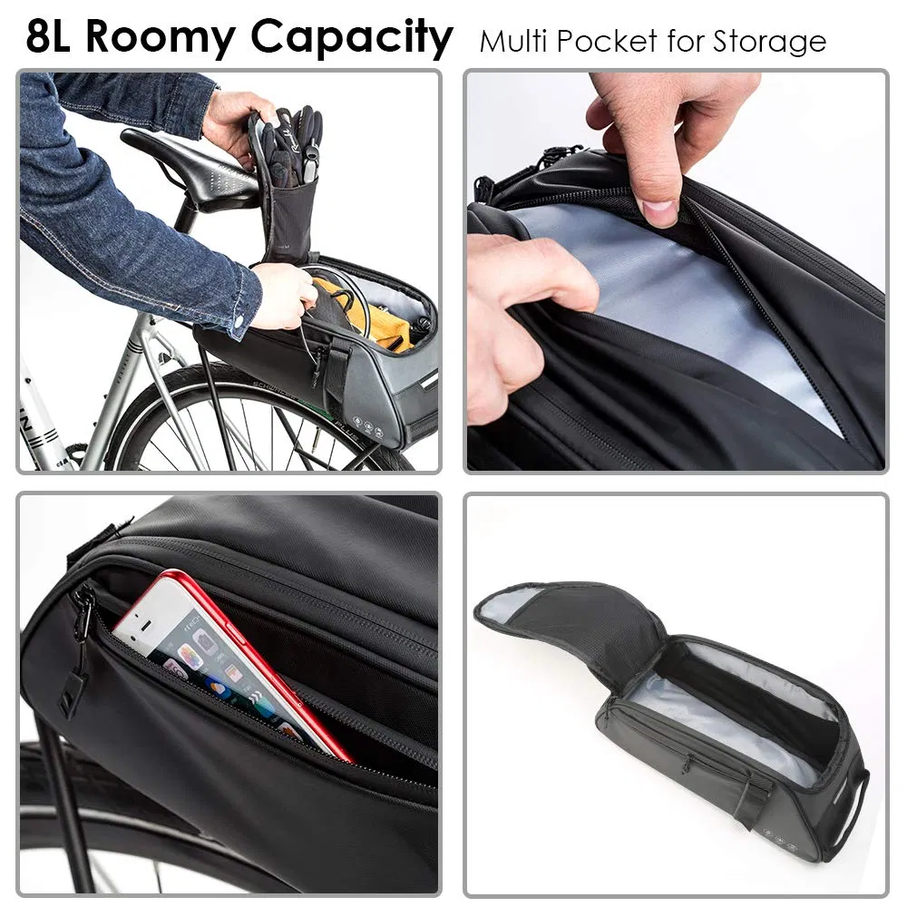 Bike Reflective Rear Rack Bag Water Resistant Bicycle Saddle Panniers 8L Trunk Storage Bag Cycling Back Seat Carrier Pouch