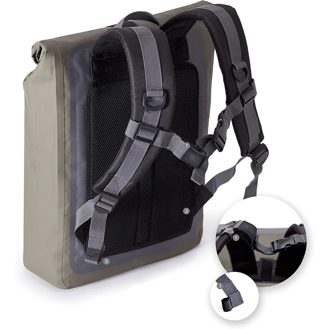 Outdoor Waterproof 35L Dry Backpack Heavy Duty Lightweight Water Sports Front Zippered Pocket Dry Bag