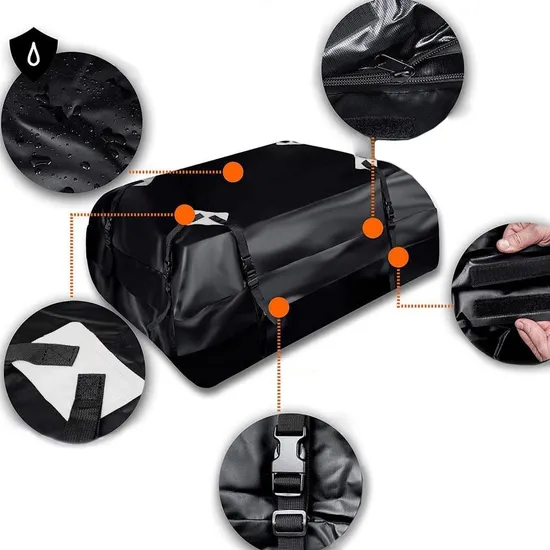 Leyi 420d Waterproof Oxford Roof Bag PVC, Large Capacity Roof Rack Travel Bag, Car Roof Storage Bag for Travel