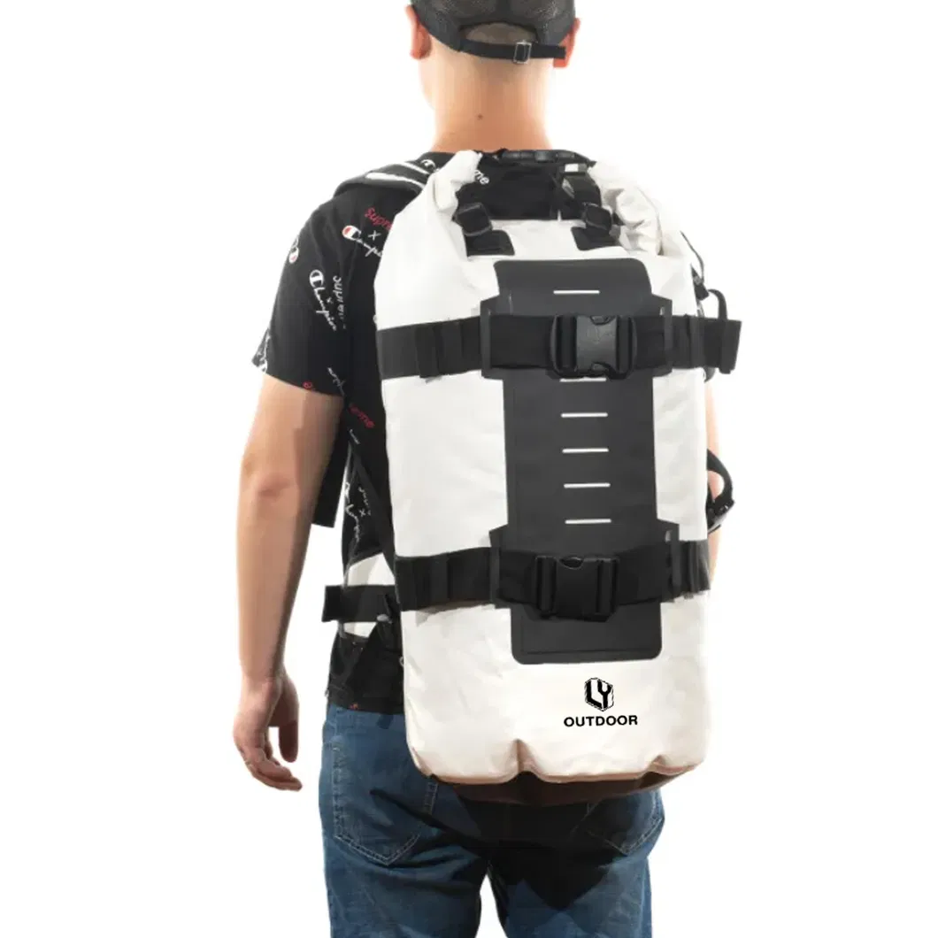Leyi Wholesale Camping Leather Dry Hiking Sport Custom Logo Roll Top Backpack Waterproof Shoulder Bag