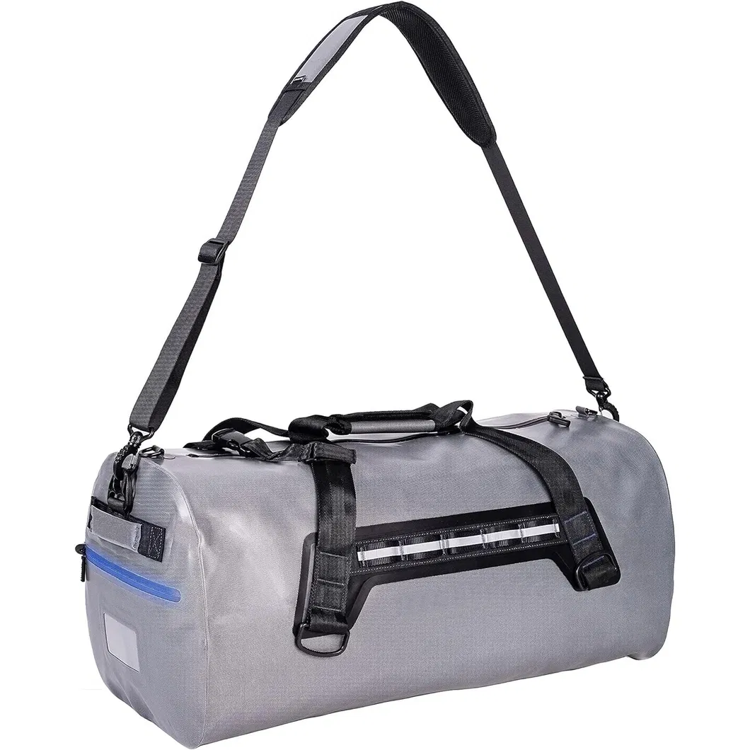 Leyi Custom Logo Camping Bag 70 L, Custom Gray Waterproof Duffel Bag, Quality Waterproof Vintage Waxed Canvas Duffle Bag