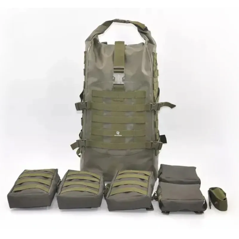 Leyi Custom Log Nylon Green Backpack Dry Bag Waterproof Outdoor Backpack for Men Waterproof Canvas Backpack Men Travel Rucksack