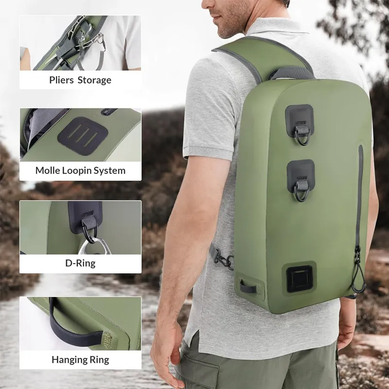Leyi New Nature Custom Logo Fishing Rod Bag, TPU Waterproof Fly Fishing Tackle Bag Backpack Rod Fishing Bag Custom Logo