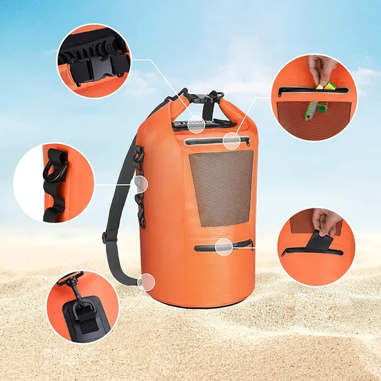 Durable Roll Top Closure Travel Swimming Floating Dry Backpack Waterproof Boating Dry Bag Backpack