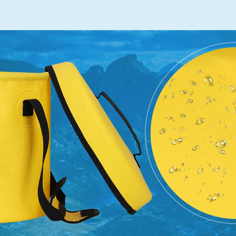 Factory 5L 8L 10L 12L 16L 20L 30L Tarpaulin Fishing Camping Water Storage Bucket Waterproof PVC Folding Water Bucket Fishing Bag