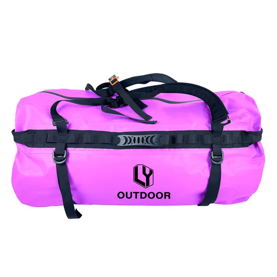 Large Capacity 500d PVC Tarpaulin 80L Travel Bag Duffle Backpack Outdoor Duffel Bag Waterproof Sports Gym Travel Duffle Bag
