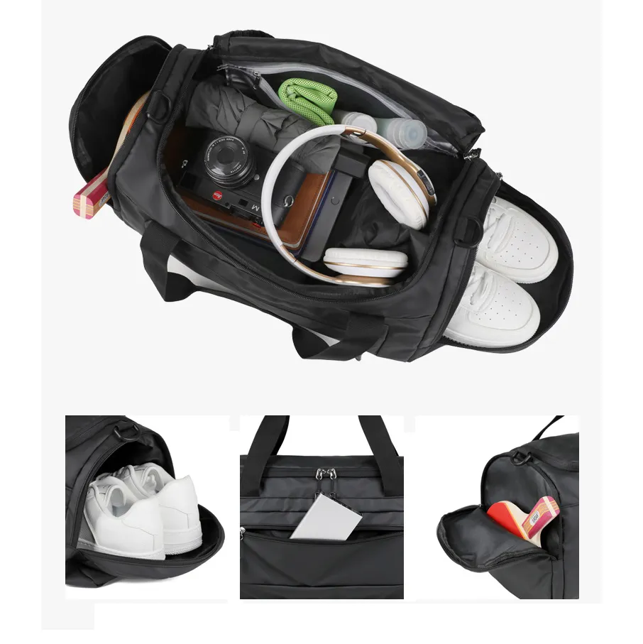 High Quality Custom Logo Waterproof Men Women Duffel Bag with Shoe Compartment Travel Bag Gym Bag