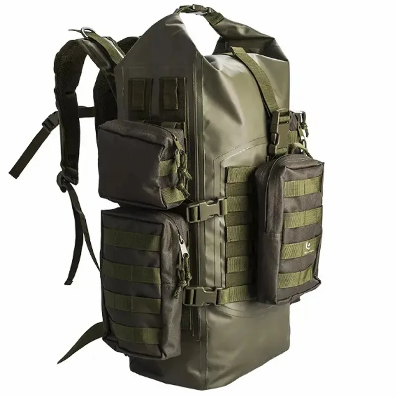 Leyi Custom Log Nylon Green Backpack Dry Bag Waterproof Outdoor Backpack for Men Waterproof Canvas Backpack Men Travel Rucksack