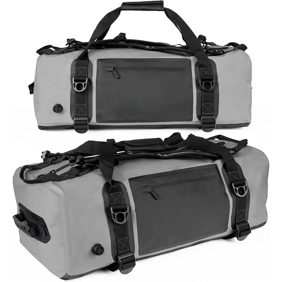 Customized Airtight Zipper Outdoor 500d PVC Travelling Duffle Bag 100% Waterproof Duffel Dry Bag with Backpack Strap