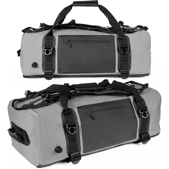 Customized Airtight Zipper Outdoor 500d PVC Travelling Duffle Bag 100% Waterproof Duffel Dry Bag with Backpack Strap