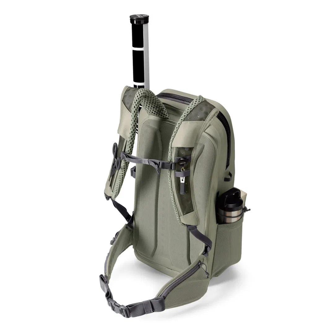 Leyi Customized Waterproof Genuine Leather Canvas Backpack Multifunctional Outdoor Fishing Tackle Shoulder Bag