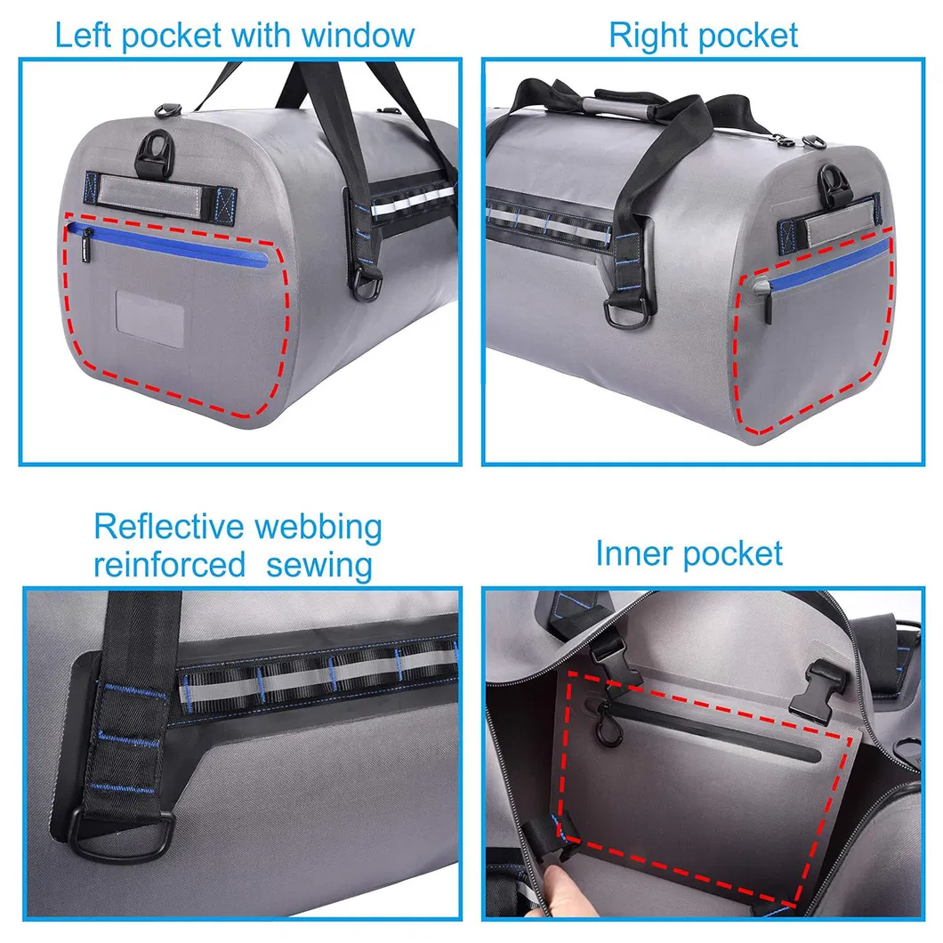 Leyi Custom Logo Camping Bag 70 L, Custom Gray Waterproof Duffel Bag, Quality Waterproof Vintage Waxed Canvas Duffle Bag