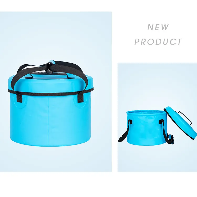 Factory 5L 8L 10L 12L 16L 20L 30L Tarpaulin Fishing Camping Water Storage Bucket Waterproof PVC Folding Water Bucket Fishing Bag