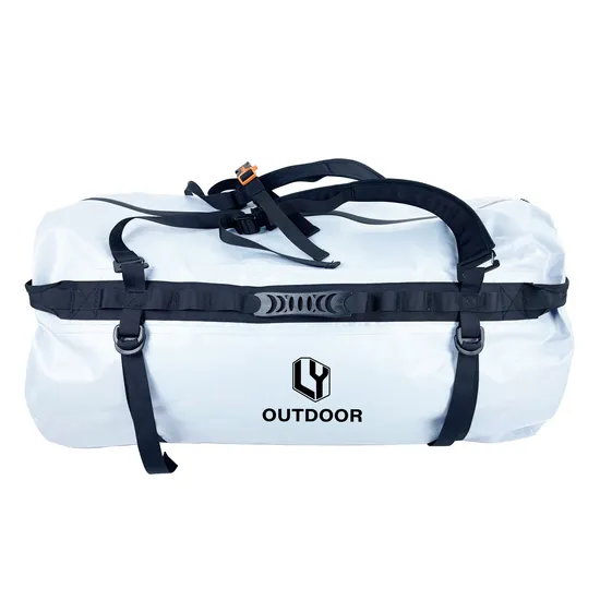 Large Capacity 500d PVC Tarpaulin 80L Travel Bag Duffle Backpack Outdoor Duffel Bag Waterproof Sports Gym Travel Duffle Bag