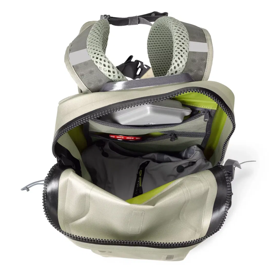 Leyi Customized Waterproof Genuine Leather Canvas Backpack Multifunctional Outdoor Fishing Tackle Shoulder Bag