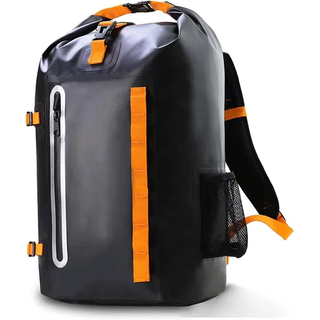 Black 500d PVC Customized Waterproof Rolltop Drybag Travel Rolltop Backpack 35L Dry Backpack