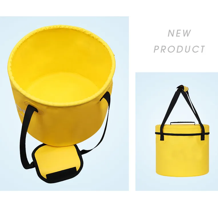 Factory 5L 8L 10L 12L 16L 20L 30L Tarpaulin Fishing Camping Water Storage Bucket Waterproof PVC Folding Water Bucket Fishing Bag