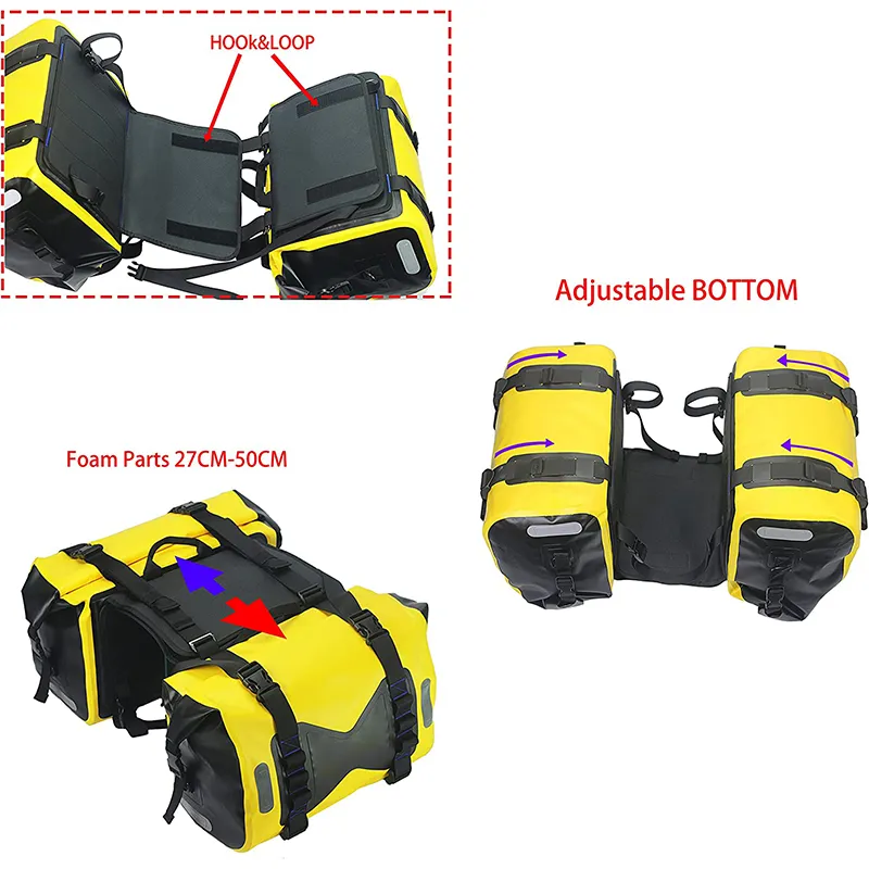 Double Side Outdoor PVC 2 in 1 Tail Bag Motorbike Saddle Bag Travel Waterproof Motorcycle Side Bag