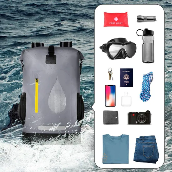 Leyi High Quality PVC Polyester Customized Unisex Padded Shoulder Straps Travel Outdoor 100% Waterproof Dry Backpack
