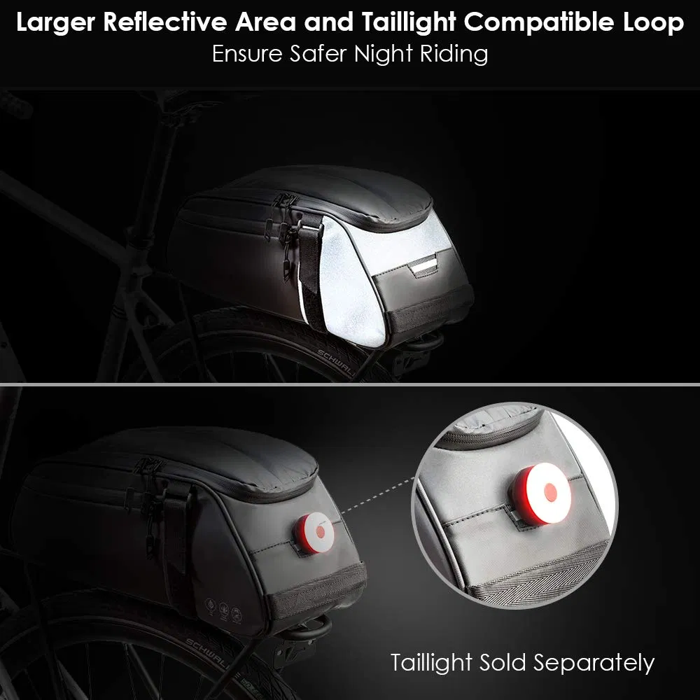 Bike Reflective Rear Rack Bag Water Resistant Bicycle Saddle Panniers 8L Trunk Storage Bag Cycling Back Seat Carrier Pouch