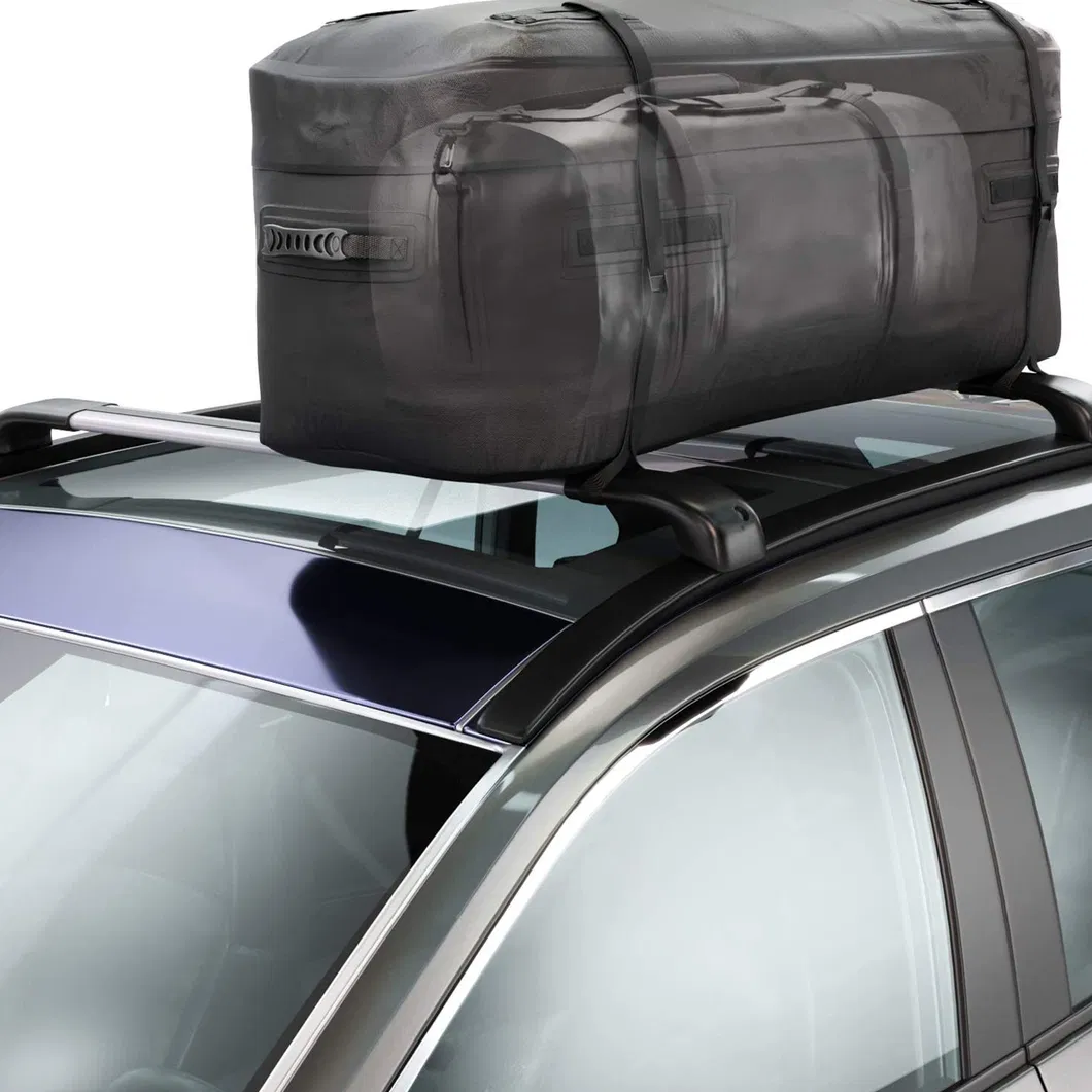 Leyi All Vehicles Roof Rack Storage Bag Water Roof Duffel PVC Leather Duffle Bag Foldable Solid Roof Top Bag Black