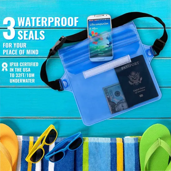 Leyi Waterproof Belt Bag Zipper Small Waterproof Swim Pouch Custom Logo Clear Waterproof PVC Pouch