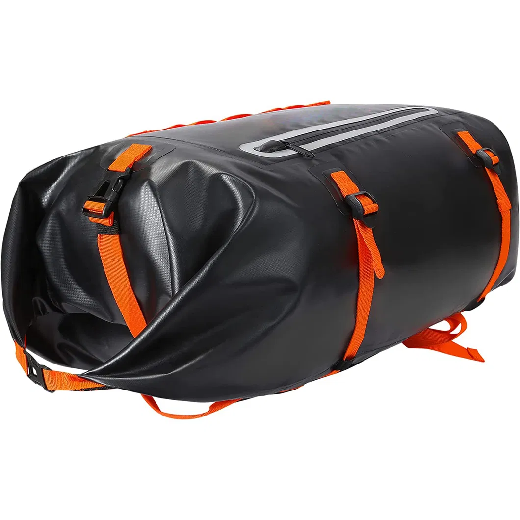 Black 500d PVC Customized Waterproof Rolltop Drybag Travel Rolltop Backpack 35L Dry Backpack