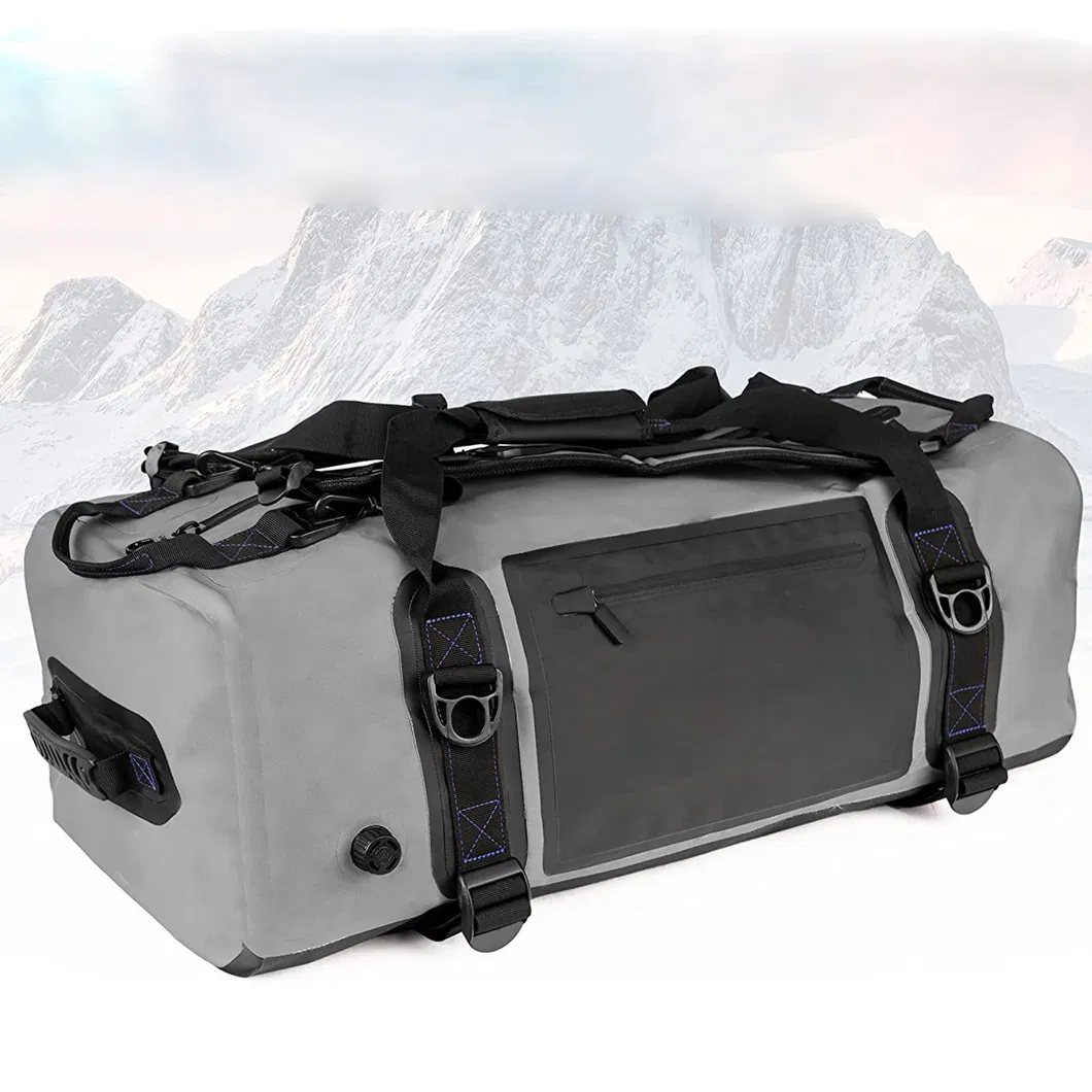 Customized Airtight Zipper Outdoor 500d PVC Travelling Duffle Bag 100% Waterproof Duffel Dry Bag with Backpack Strap