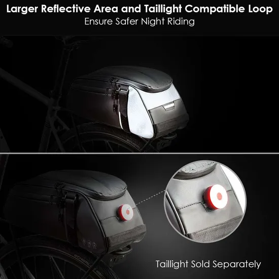 Bike Reflective Rear Rack Bag Water Resistant Bicycle Saddle Panniers 8L Trunk Storage Bag Cycling Back Seat Carrier Pouch