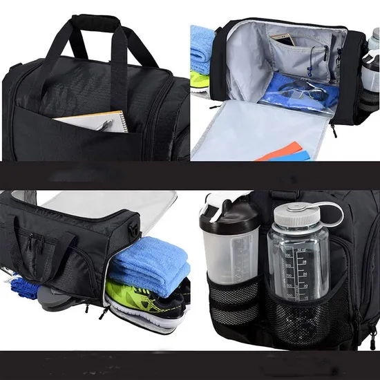 Leyi Custom Logo Waterproof Outdoor Sports Luggage Duffel Backpack with Shoe Compartment Collapsible Travel Bag