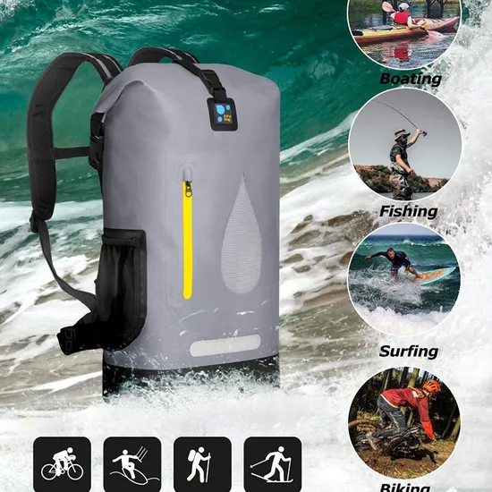 Leyi High Quality PVC Polyester Customized Unisex Padded Shoulder Straps Travel Outdoor 100% Waterproof Dry Backpack