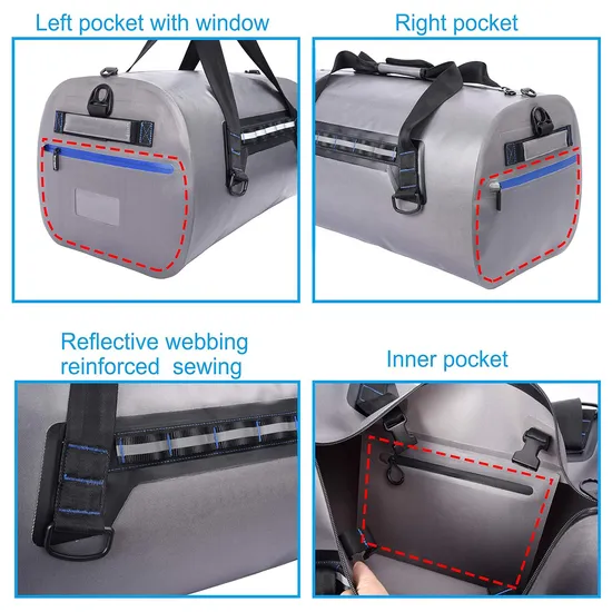 Leyi Custom Logo Camping Bag 70 L, Custom Gray Waterproof Duffel Bag, Quality Waterproof Vintage Waxed Canvas Duffle Bag